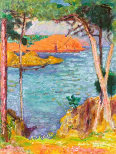 Bord de mer, pins et rochers rouges av Pierre Bonnard