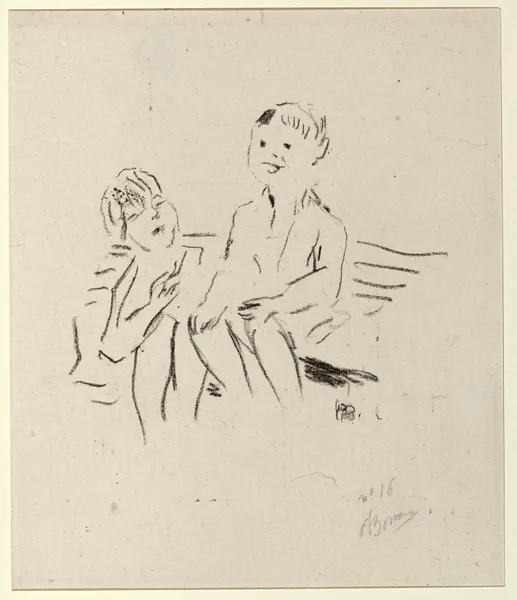 Deux enfants sur un banc av Pierre Bonnard