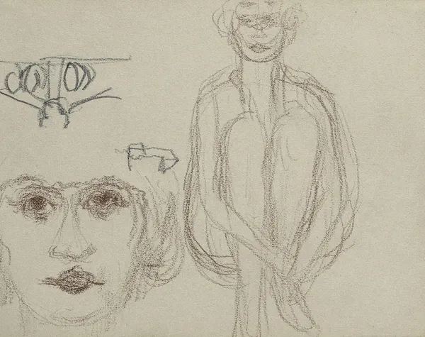 Études de nu assis et tête de femme av Pierre Bonnard