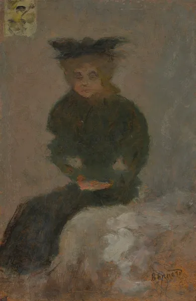 Femme assise au chapeau noir av Pierre Bonnard