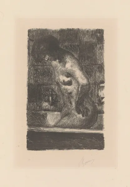 Femme debout dans sa baignoire av Pierre Bonnard