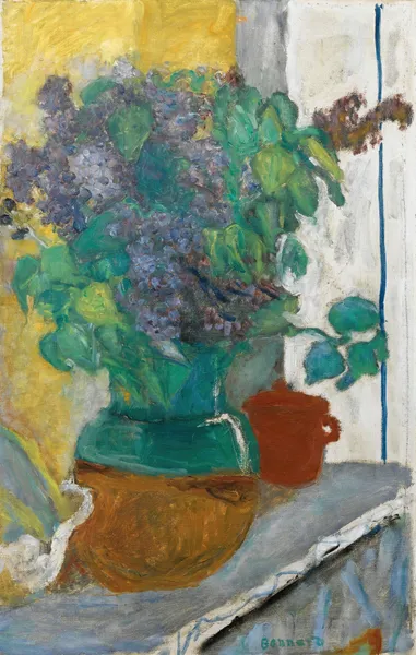 Lilas Mauve Dans Un Vase De Terre Jaune Et Vert av Pierre Bonnard