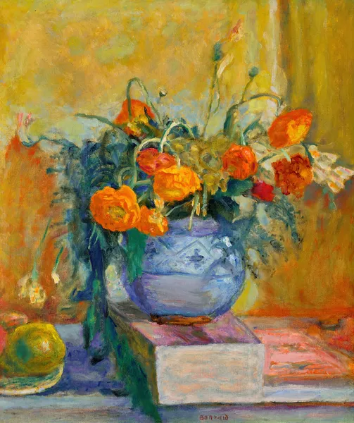 Renoncules au vase bleu av Pierre Bonnard