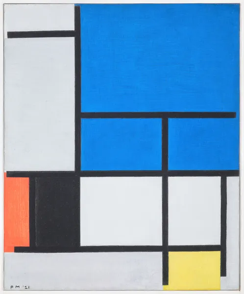 Composition with Large Blue Plane, Red, Black, Yellow, and Gray av Piet Mondrian
