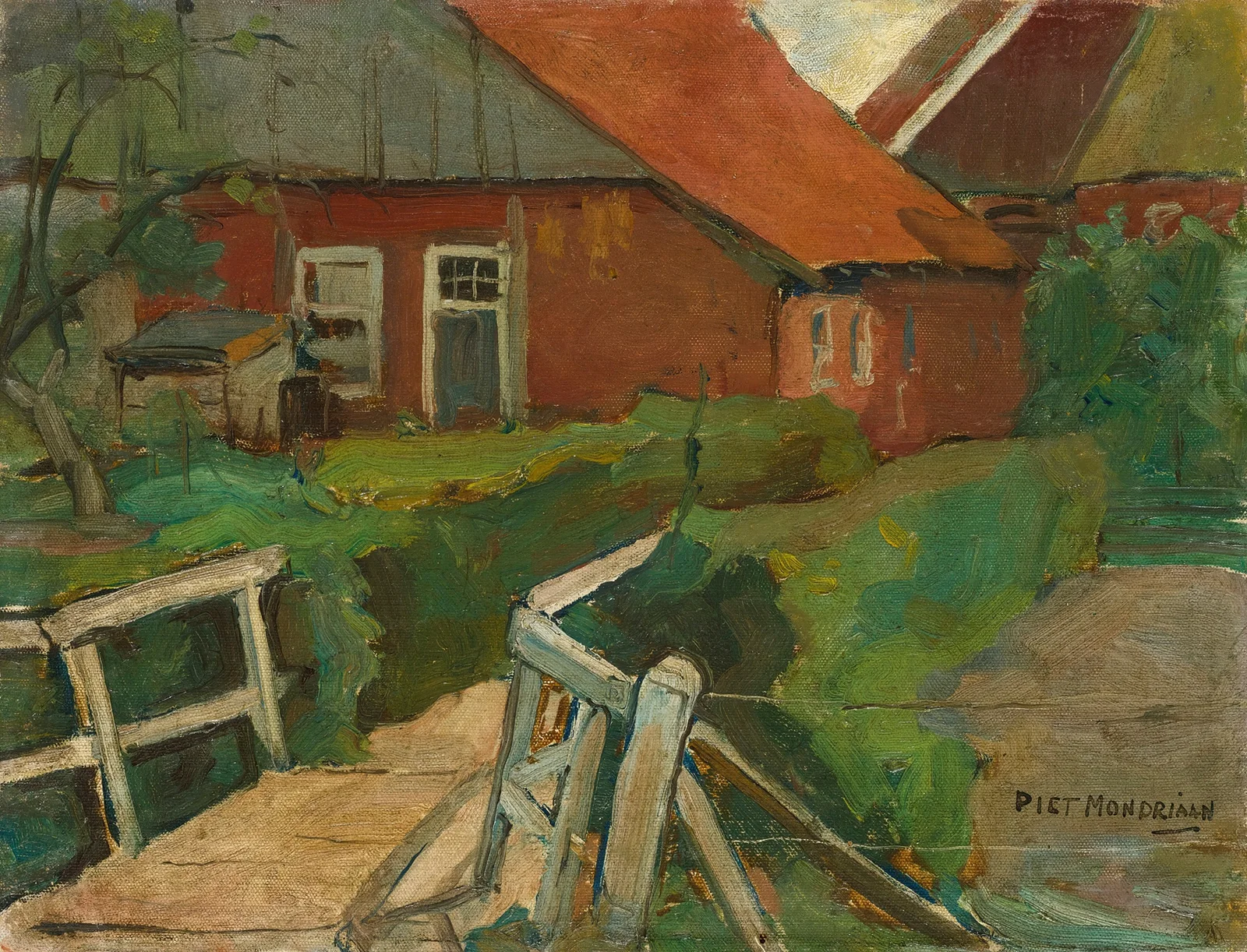 Farm Building With Bridge av Piet Mondrian
