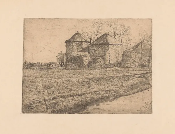 Boerderij met twee hooischuren av Pieter Dupont