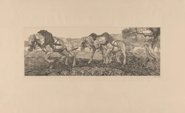 Ploegende paarden av Pieter Dupont