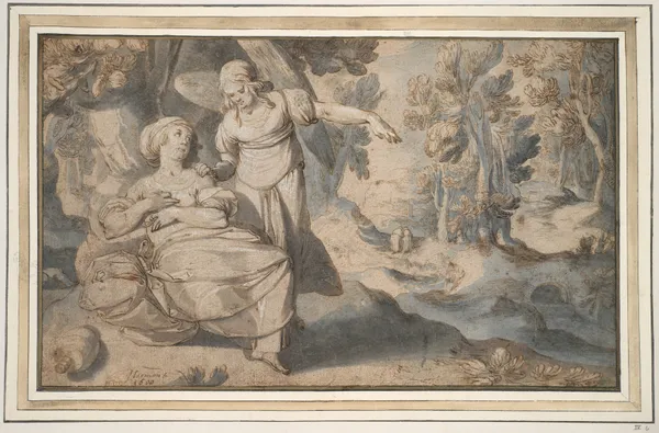 Hagar and the Angel, 1600 av Pieter Lastman