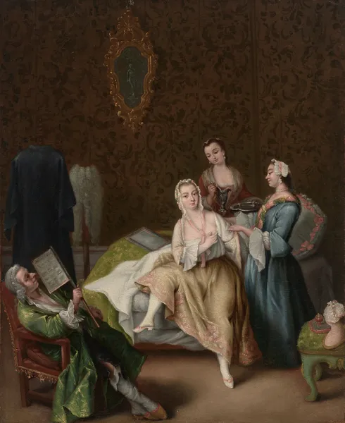 Il risveglio della dama (The waking of the lady) (18th century) av Pietro Longhi