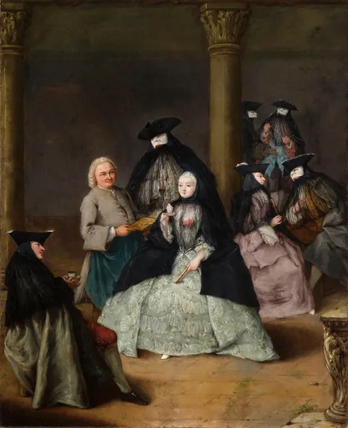 Masked Party in a Courtyard av Pietro Longhi