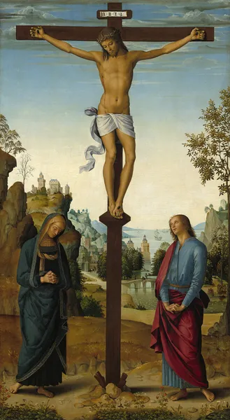 The Crucifixion with the Virgin,Saint John,Saint Jerome and Saint Mary Magdalene av Pietro Perugino