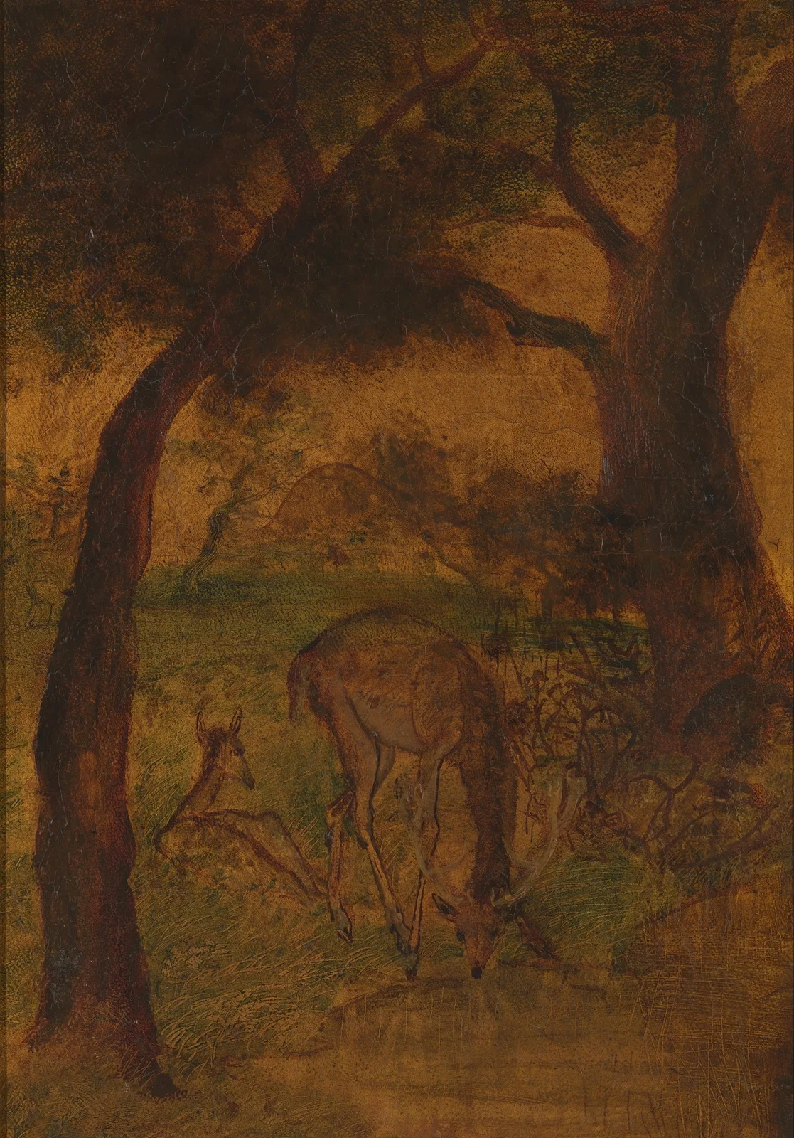 A Stag Drinking av Albert Pinkham Ryder