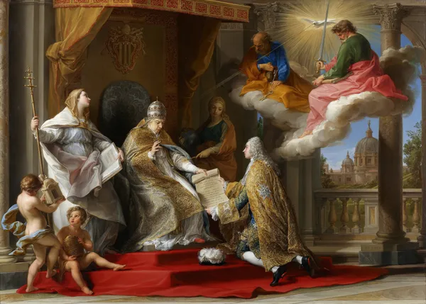 Pope Benedict XIV Presenting the Encyclical Ex Omnibus to the Comte de Stainville, Later Duc de Choiseul av Pompeo Batoni