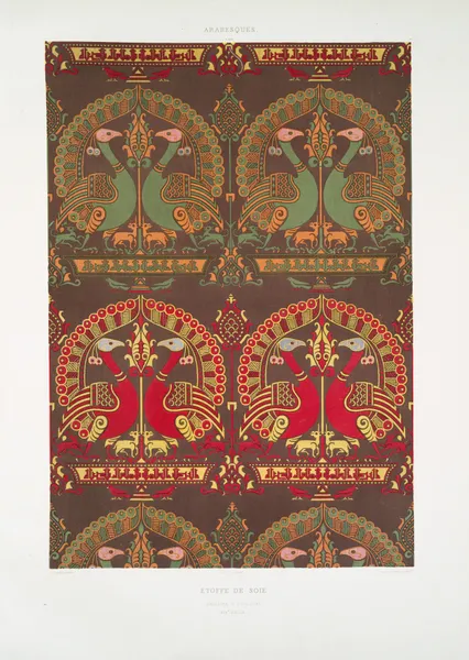 Arabesques; étoffe de soie; conservée à Toulouse (XIVe. siècle) av Émile Prisse d'Avennes