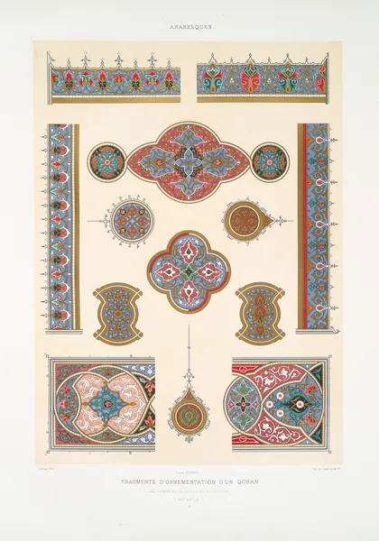 Arabesques; fragments d’ornementation d’un Qoran du tombeau de soultan el-Ghoury (XVIe. siècle); 4 av Émile Prisse d'Avennes