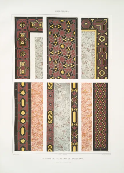 Arabesques; lambris du tombeau de Barsabay, détails des mosaïques av Émile Prisse d'Avennes