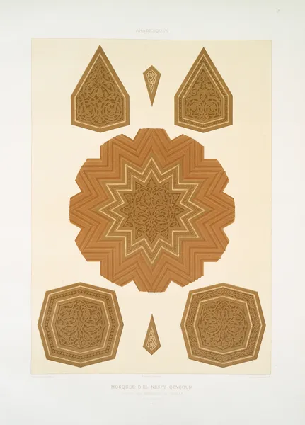 Arabesques; mosquée d’El Nesfy-Qeyçoun; détails des boiseries du mihrab (XIVe. siècle); 2 av Émile Prisse d'Avennes