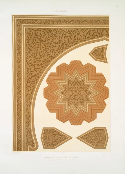 Arabesques; mosquée d’El Nesfy-Qeyçoun; détails d’ornementation du mimbar (XIVe. siècle); 1 av Émile Prisse d'Avennes