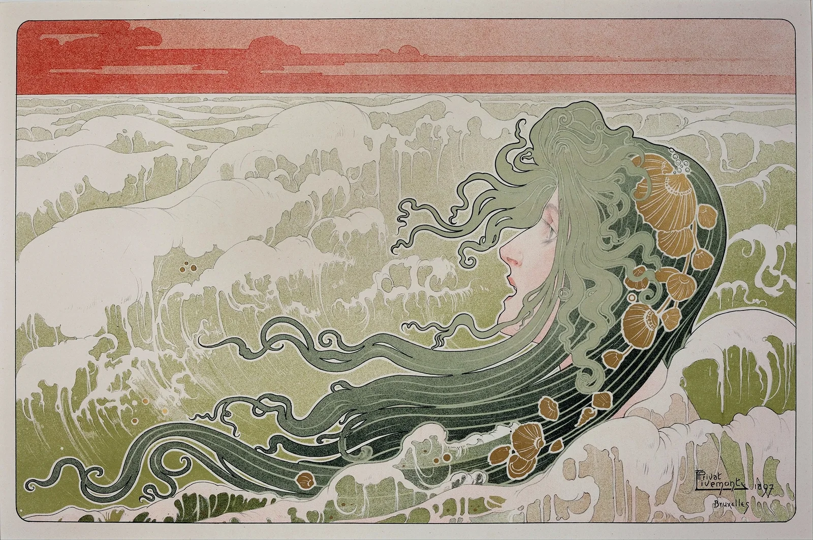 La Vague (The Wave) av Henri Privat-Livemont