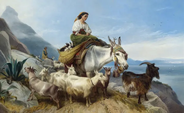 Goatherd On The Rock Of Gibralter av Richard Ansdell
