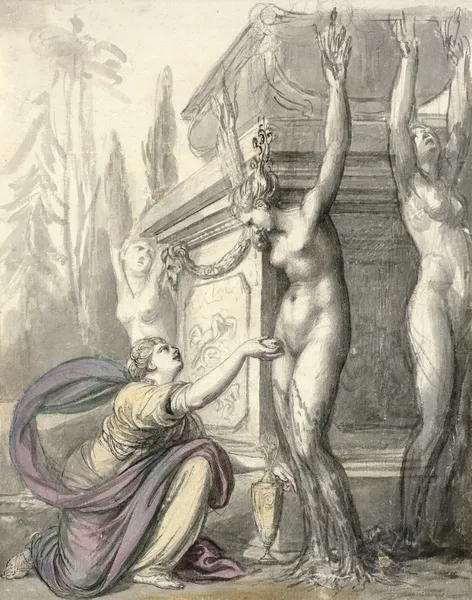 The Heliads at the grave of Phaeton (Ovid, Metamorphoses, II, 340-366) av Richard Cosway