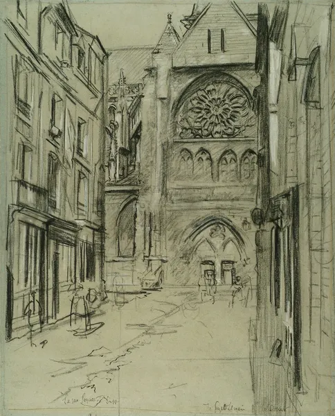 La Rue Pequet, Dieppe, St Jacques av Walter Richard Sickert