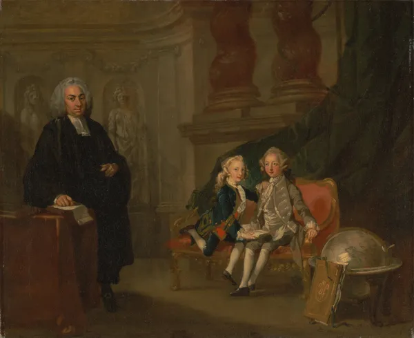 Prince George and Prince Edward Augustus, Sons of Frederick, Prince of Wales, with Their Tutor Dr. F… av Richard Wilson