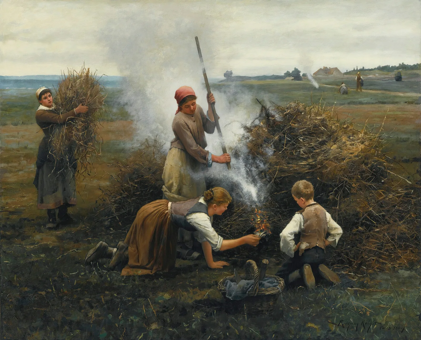 Burning Brush av Daniel Ridgway Knight