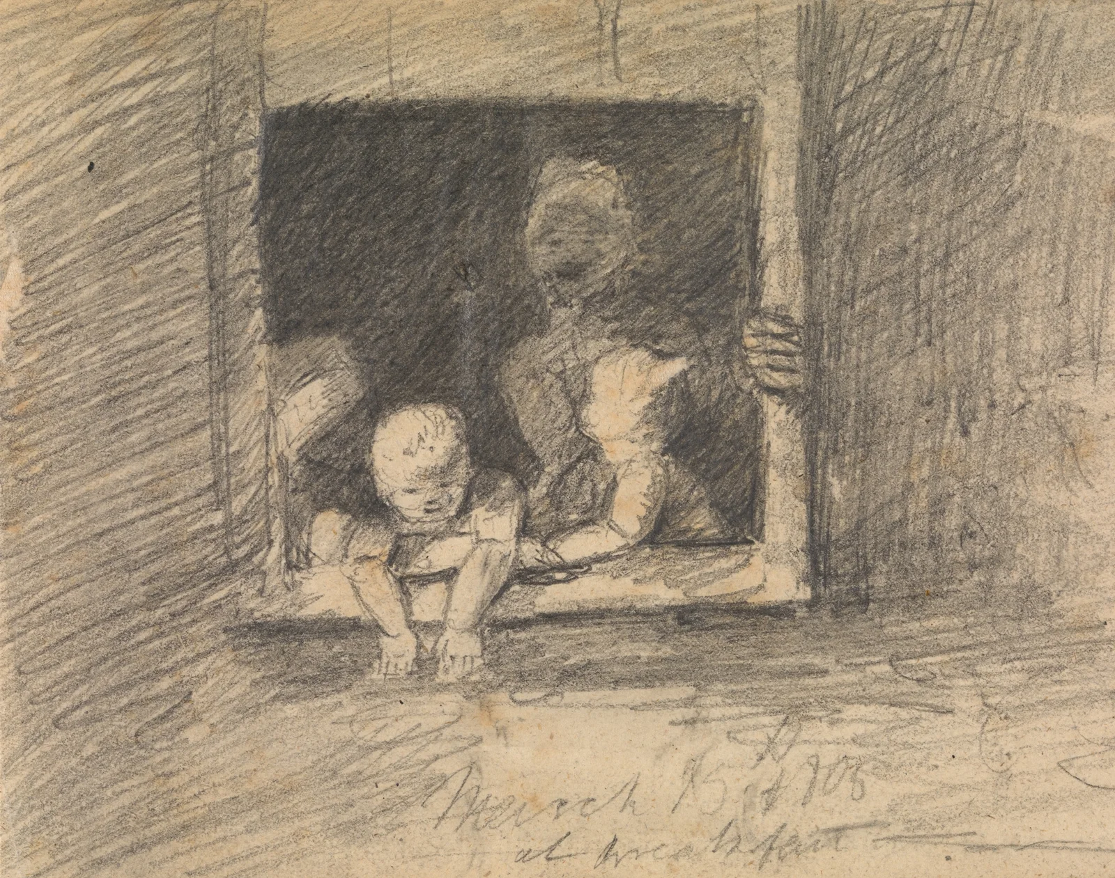 Children Leaning From a Window av Benjamin Robert Haydon