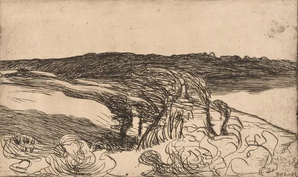Paysage avec des arbres près d’un aber av Roderic O'Conor
