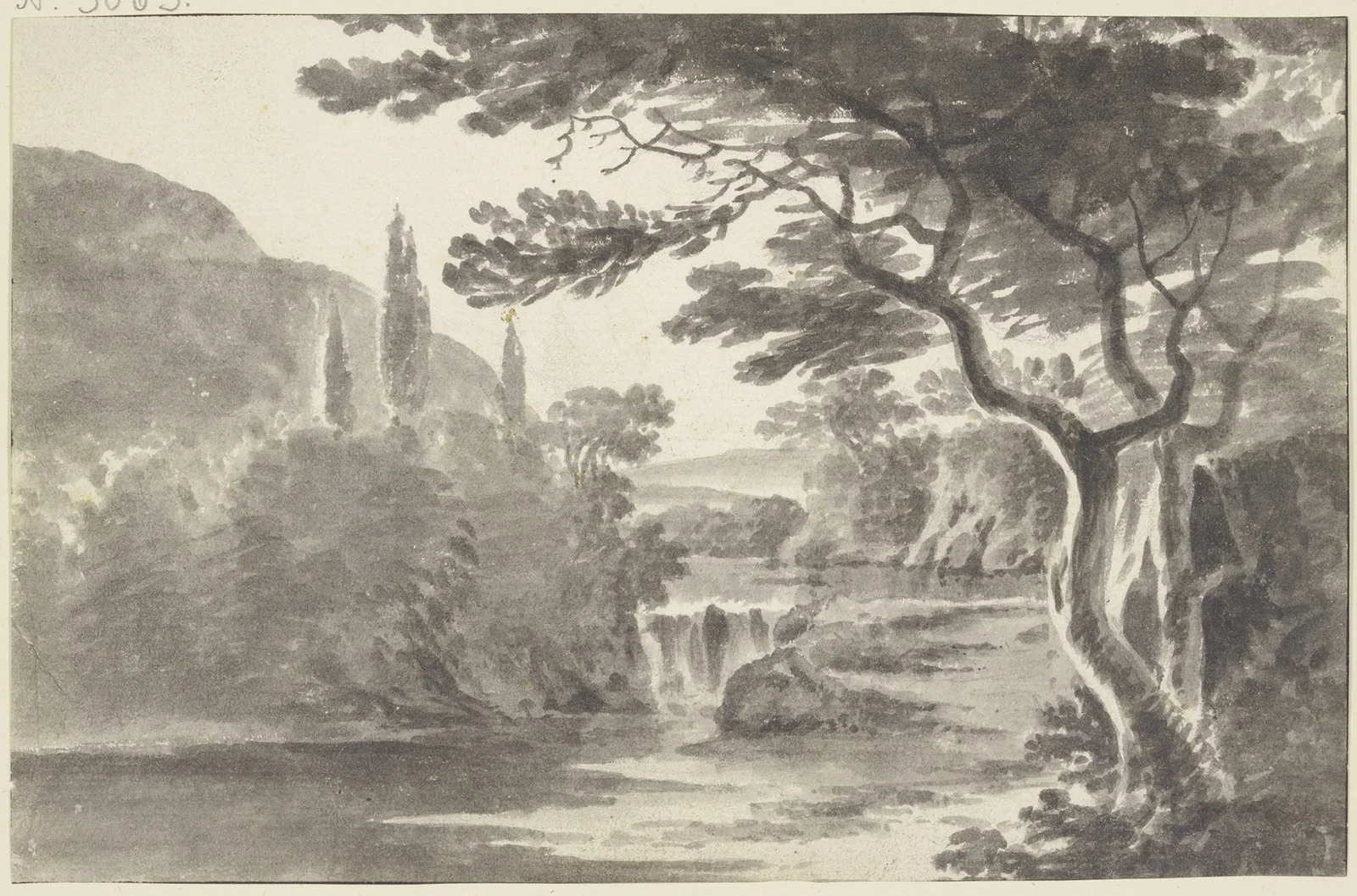 Waldlandschaft mit Wasserfall av Roelant Roghman