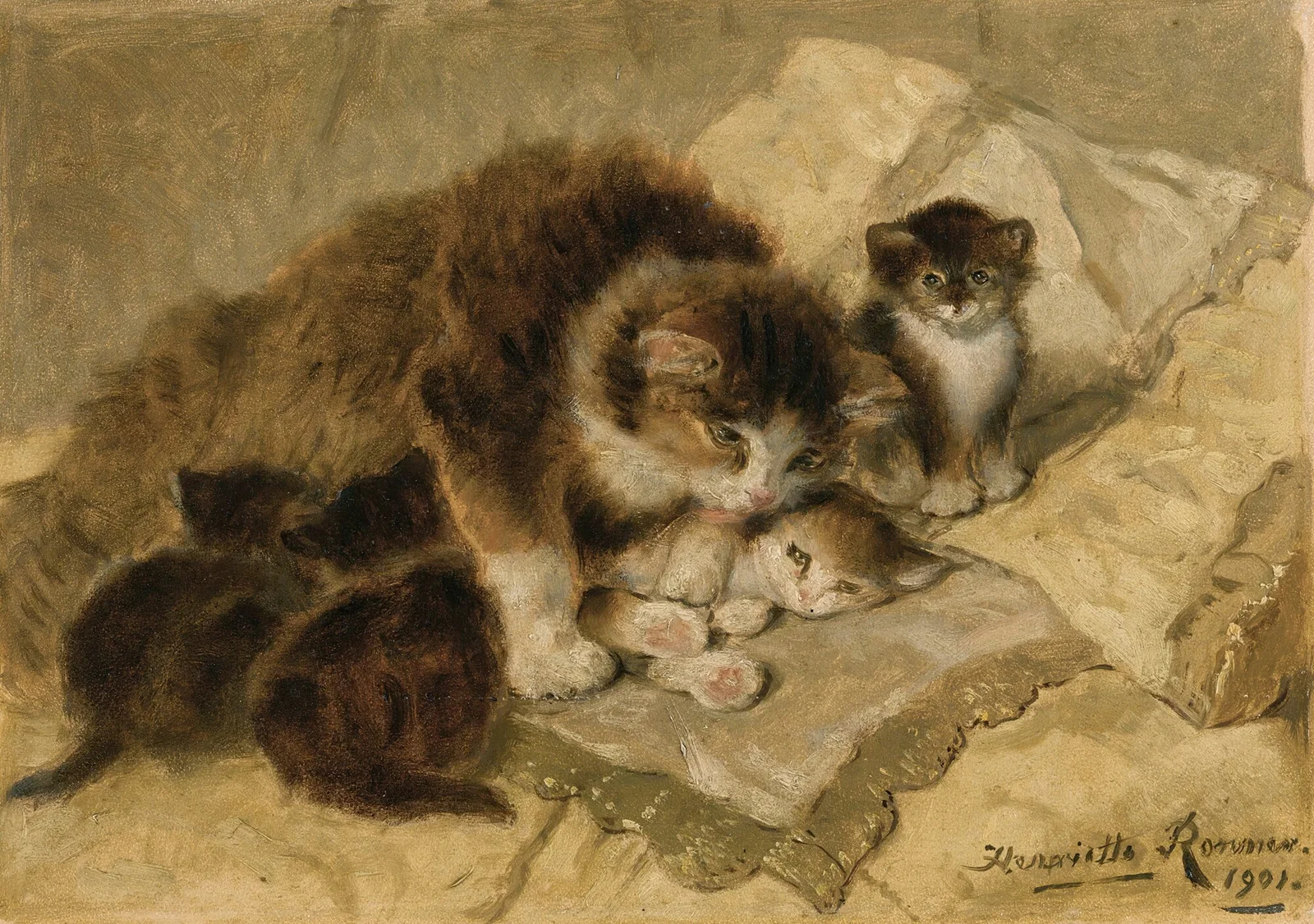 Mother’s Pride av Henriëtte Ronner-Knip