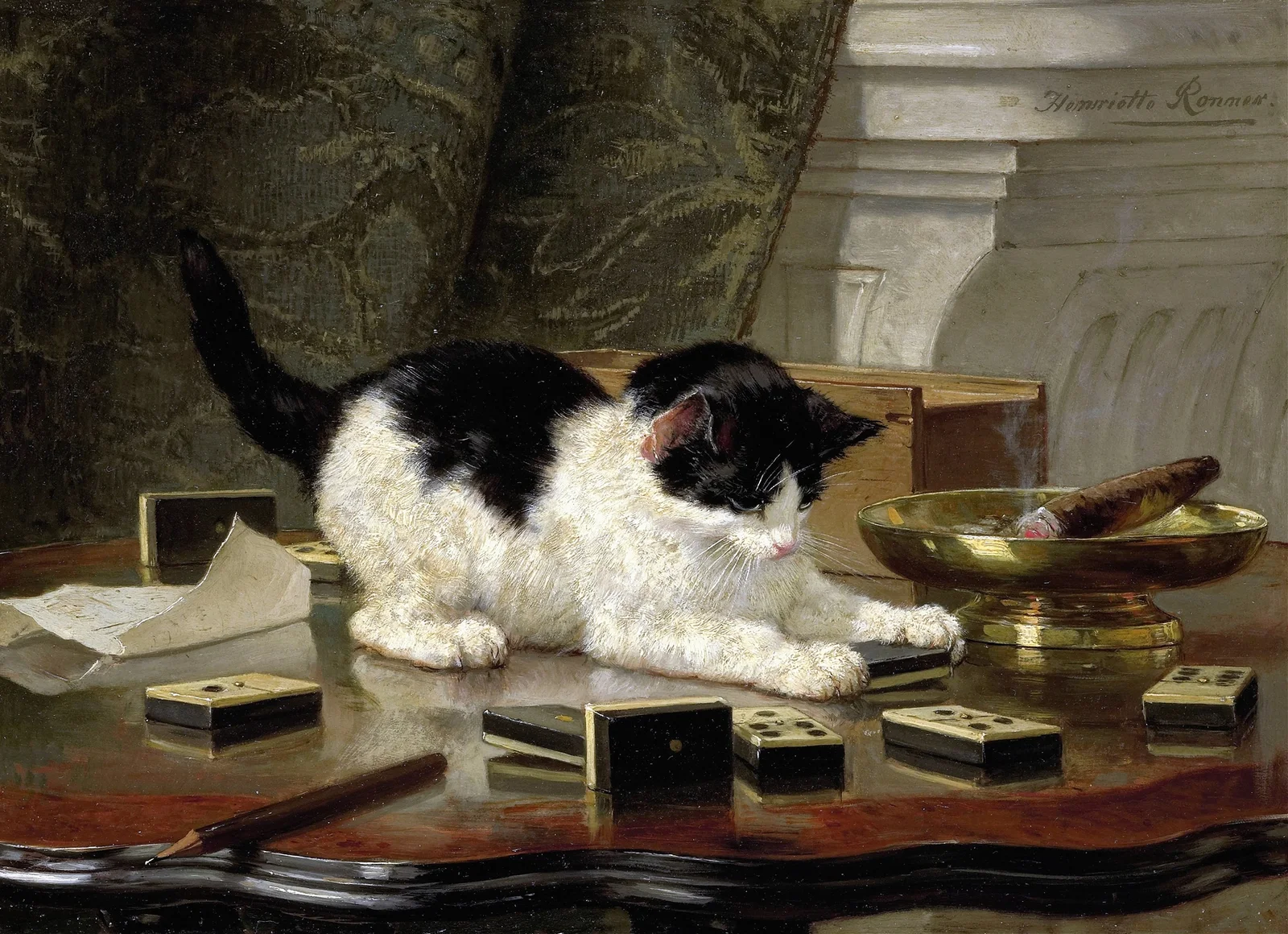 The cat at play av Henriëtte Ronner-Knip