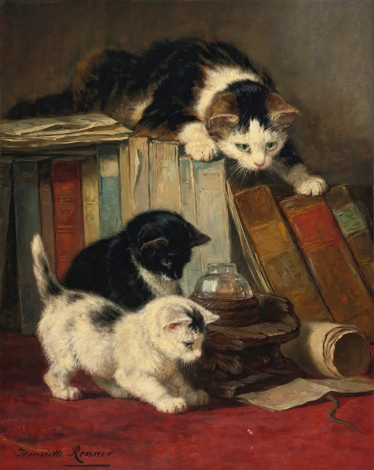 Watching The Prey av Henriëtte Ronner-Knip