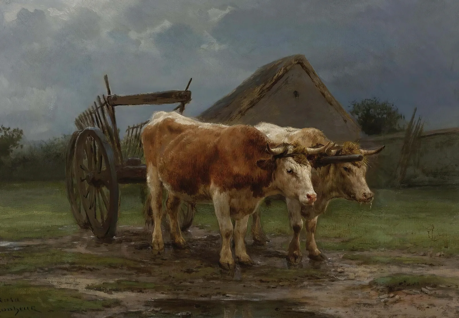 Oxen Pulling A Cart av Rosa Bonheur