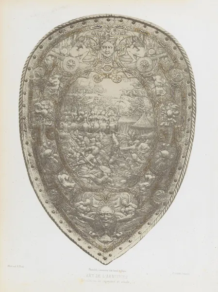 Bouclier en fer repoussé et ciselé av Joseph Rose Lemercier