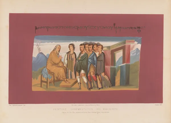 Jacob et ses fils, miniature tiree d’un manus grec très ancien av Joseph Rose Lemercier