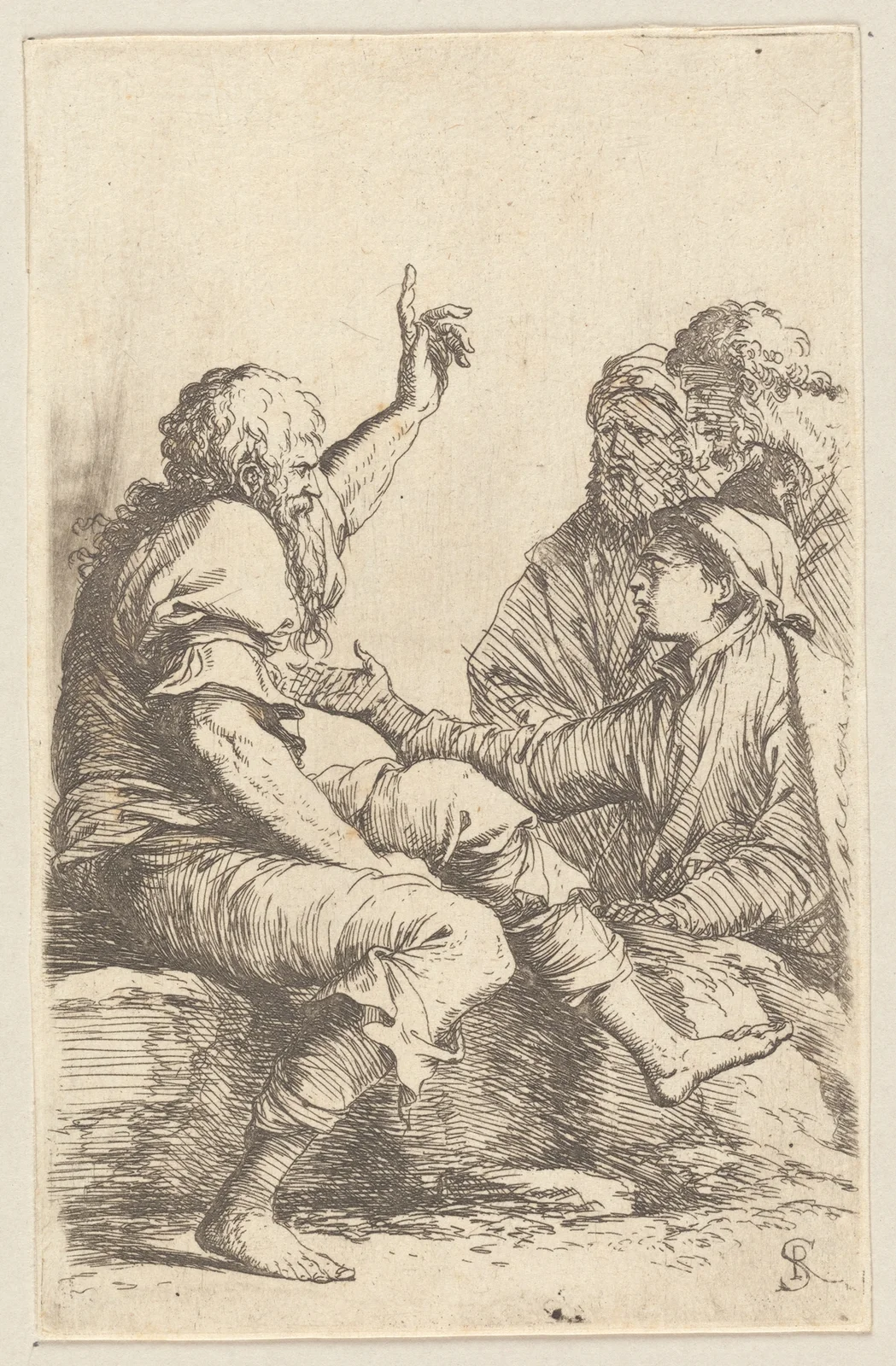 Four men in Conversation av Salvator Rosa
