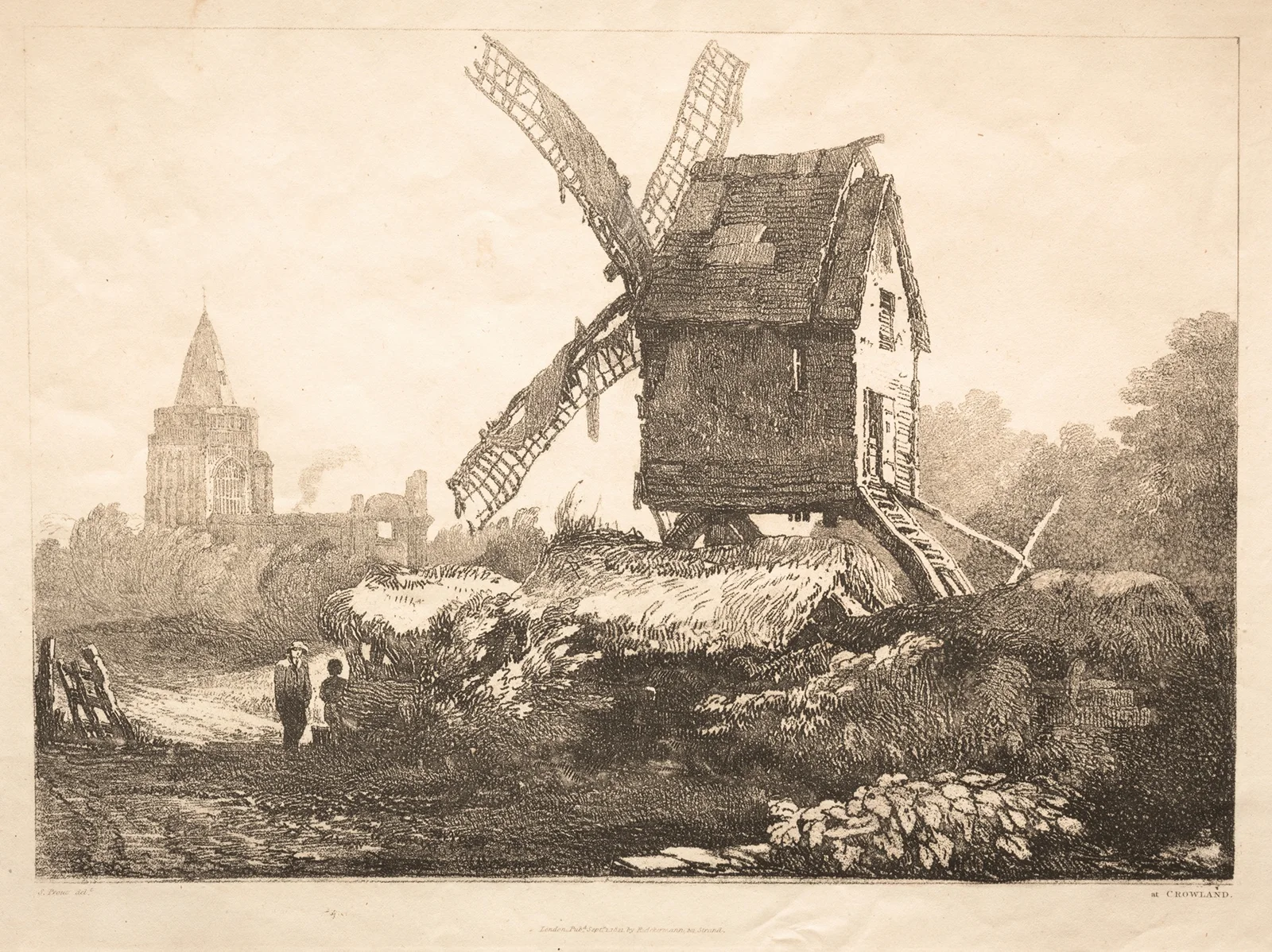At Crowland, Windmill av Samuel Prout