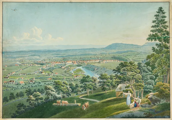 Ansicht Berns und der Aare vom Gurten aus av Jakob Samuel Weibel