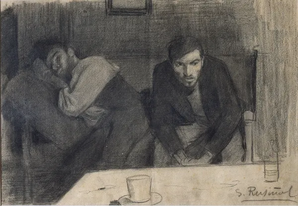 Portrait of the Sculptor Carles Mani and the Painter Pere Ferran av Santiago Rusiñol