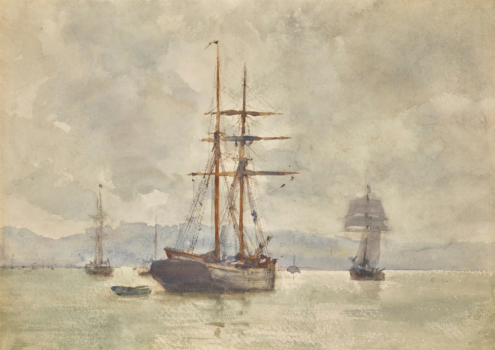 Sailing Ships At Anchor av Henry Scott Tuke