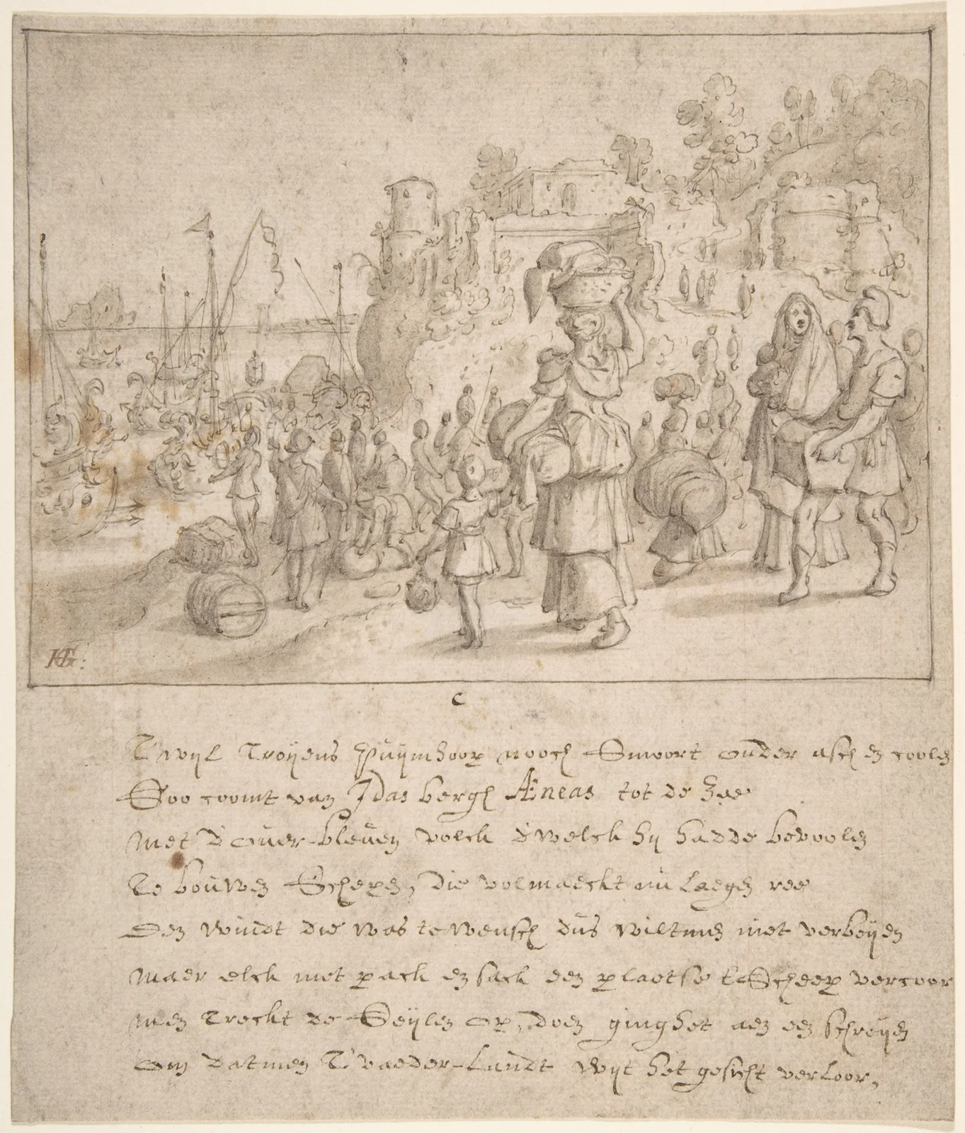 Leaving Troy (late 16th–mid 17th century) av Sebastian Vrancx