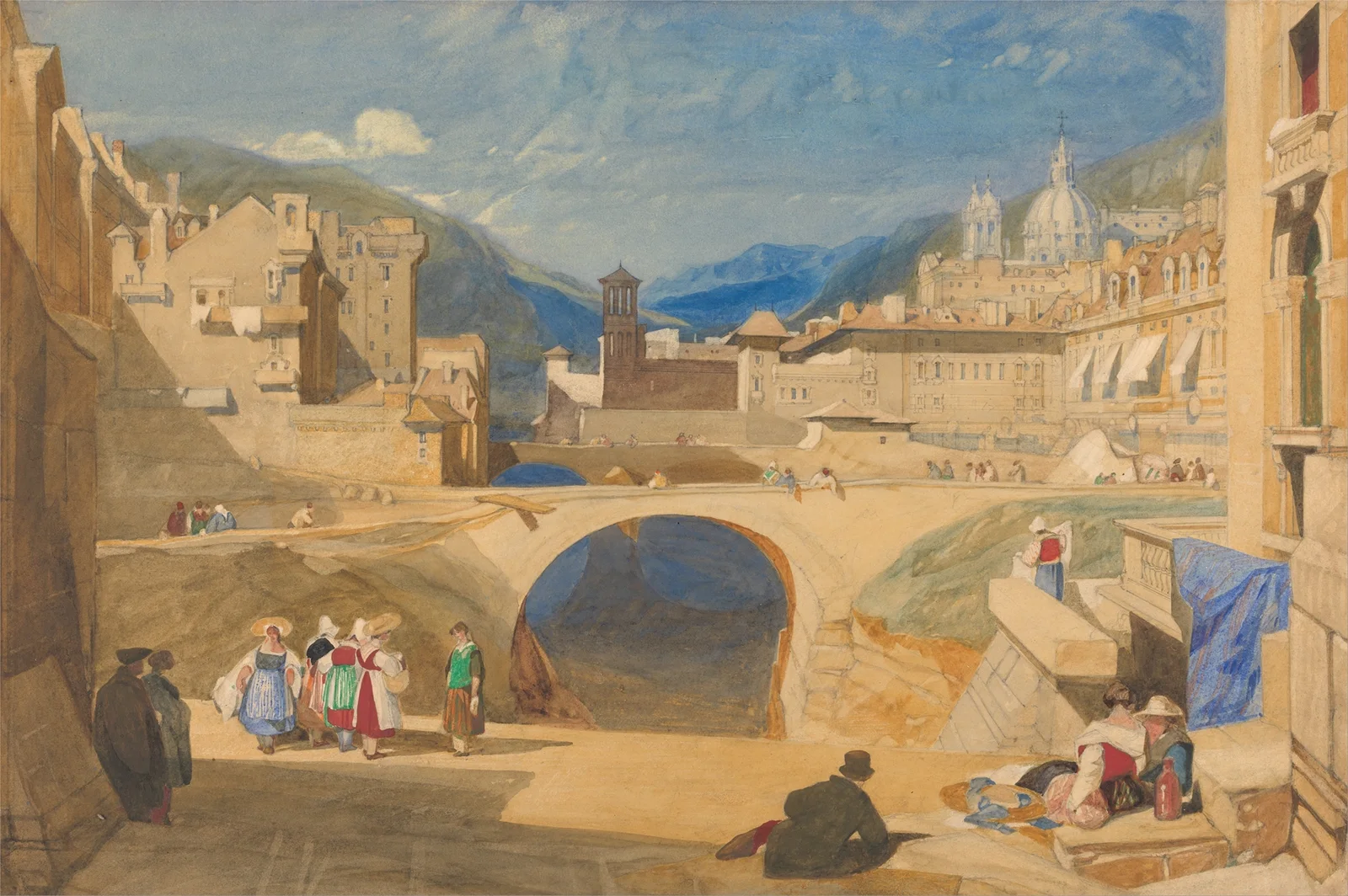 Bridge in a Continental Town av John Sell Cotman