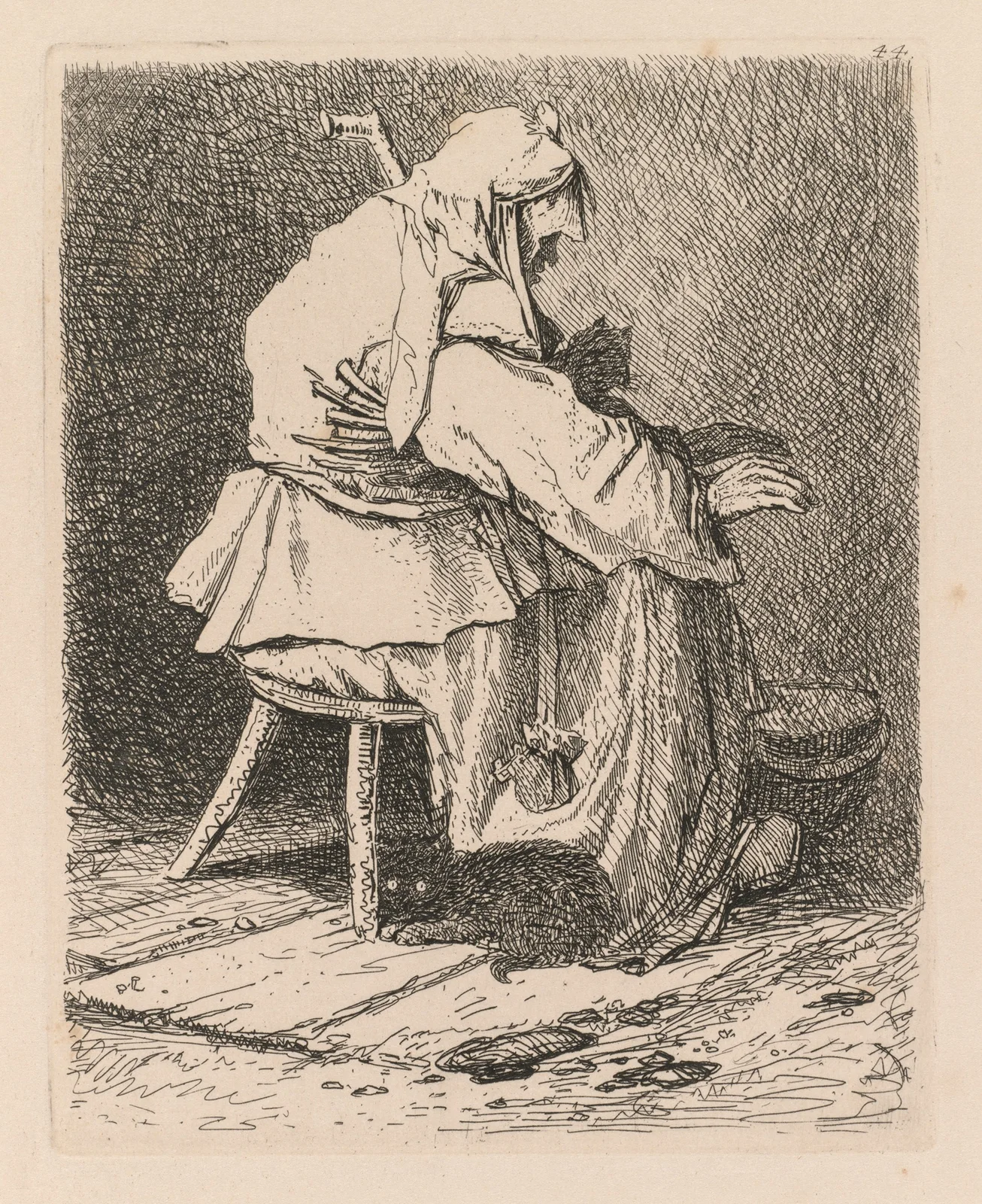 Sketch after Rembrandt av John Sell Cotman