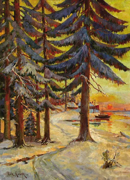 Winter Evening on the Lake av Julius Sergius Klever