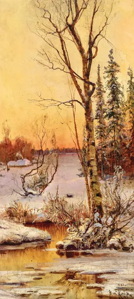 Winter Landscape at Sunset av Julius Sergius Klever