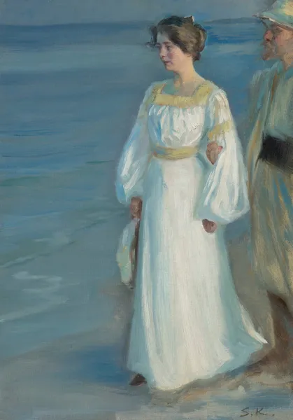 Summer Evening on Skagen Beach, Portrait of the Artist’s Wife av Peder Severin Krøyer