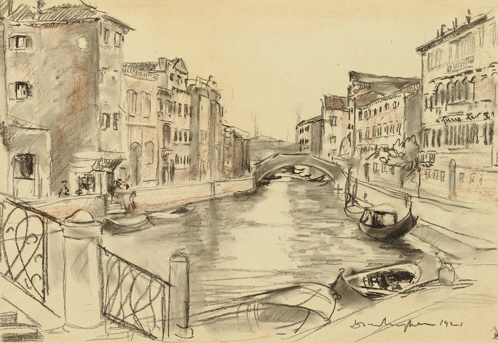 A Canal at Venice av Donald Shaw MacLaughlan
