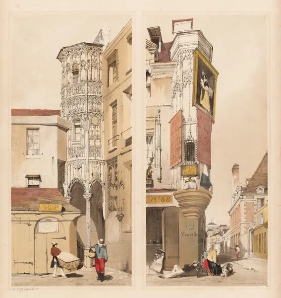 Hôtel de la Trémouille, rue des Bourdonnais et Vieille-rue-du-Temple, Paris av Thomas Shotter Boys